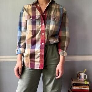 Lizsport vintage plaid button up shirt